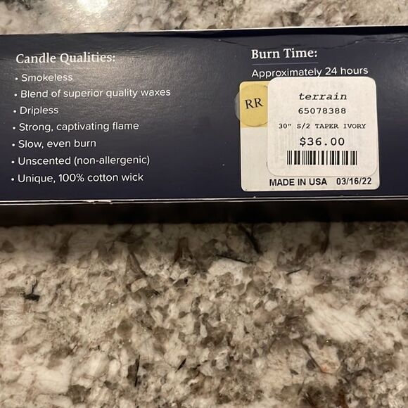 Anthropologie Terrain 30” Taper Candles Ivory New in Box - Picture 3 of 6